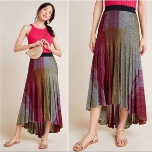 Anthropologie Cecilia Prado Knit Multicolored Abstract High Low Midi Skirt